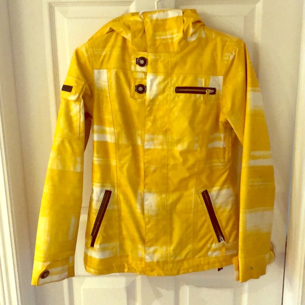 Bright yellow burton snowboard jacket